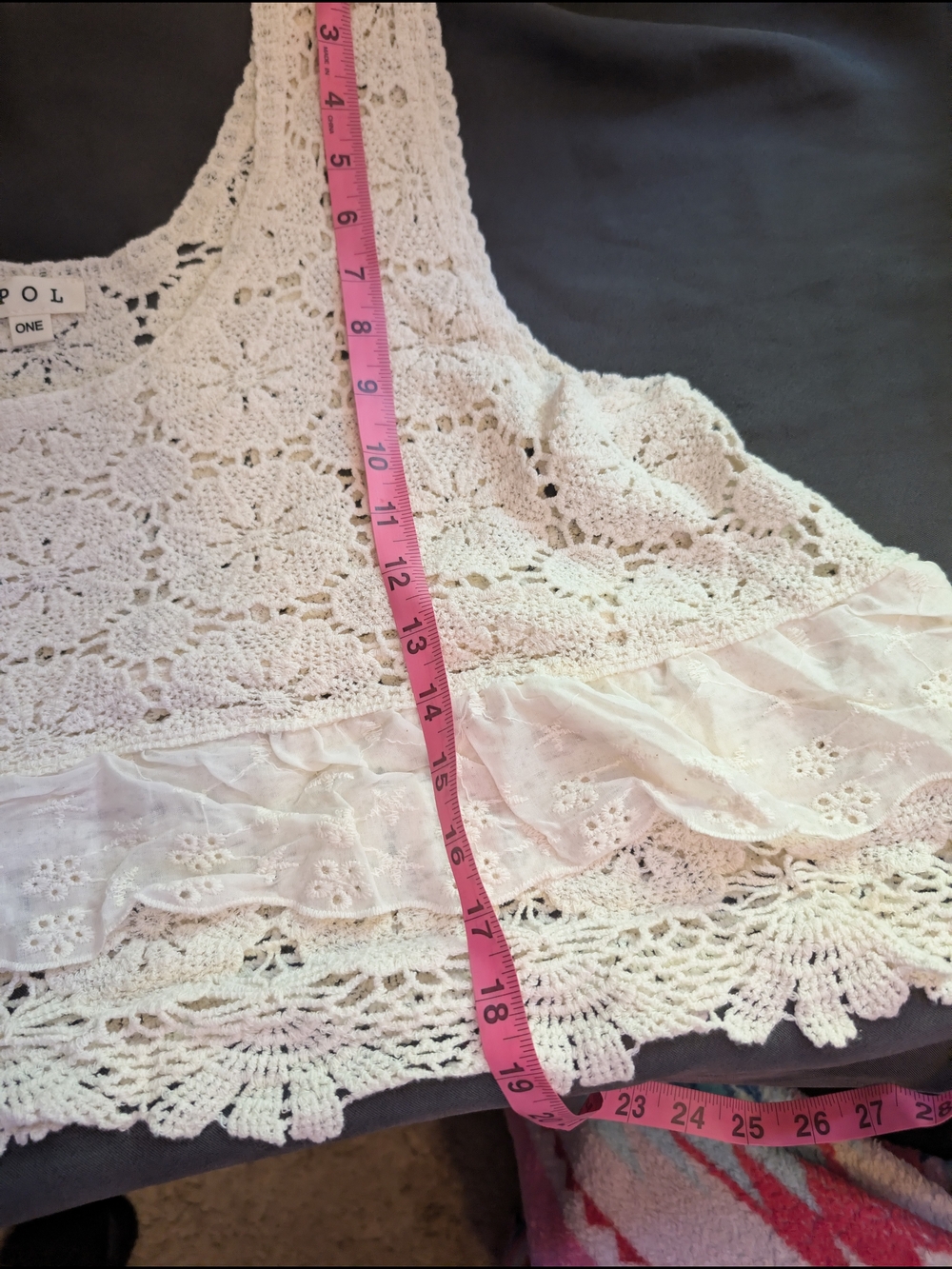 CCO !NEW! POL Cream Crochet Lace Tank with Scalloped Hem (Only 2 Left! ) - Picture 6 of 16